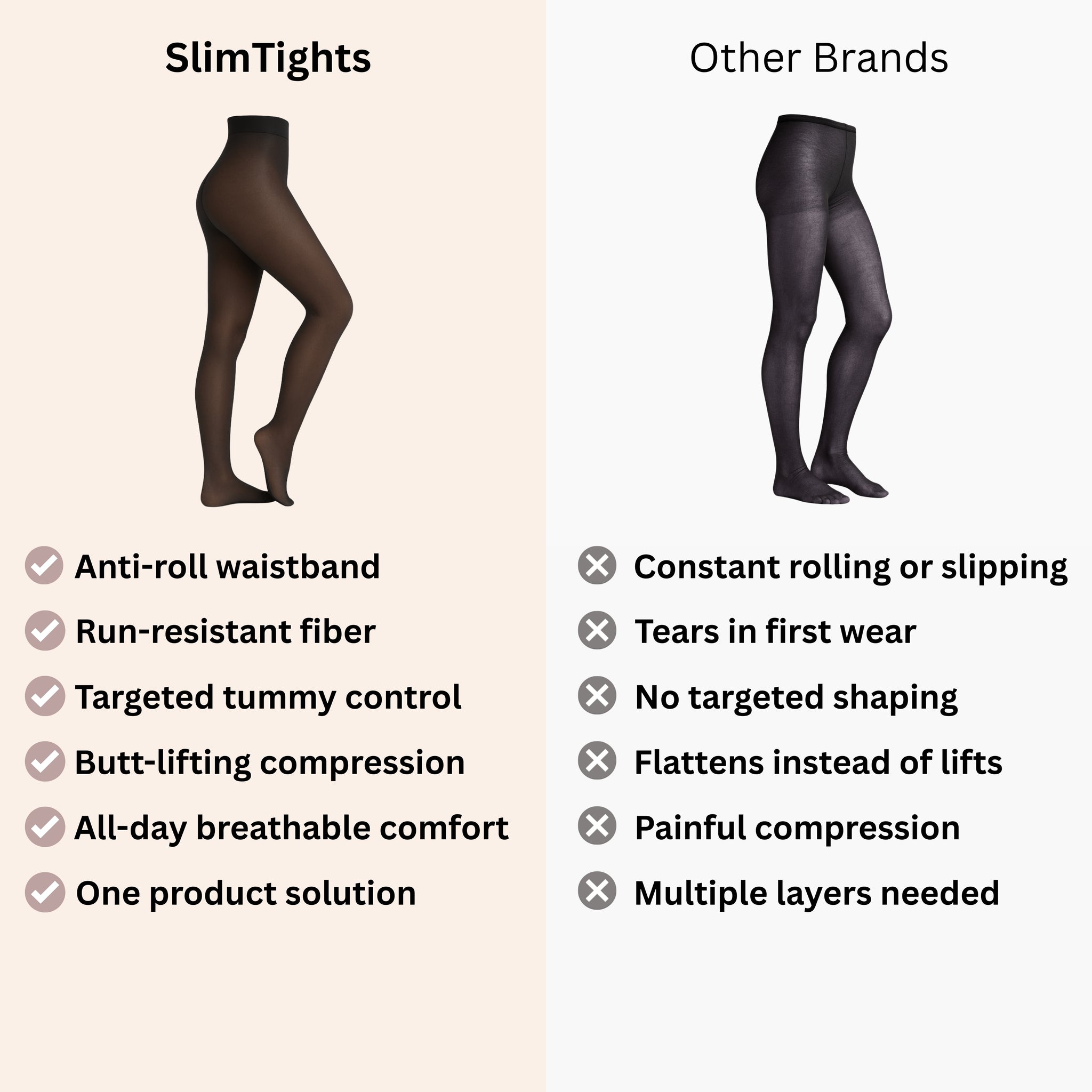 SlimTights No-Roll Shaping Tights